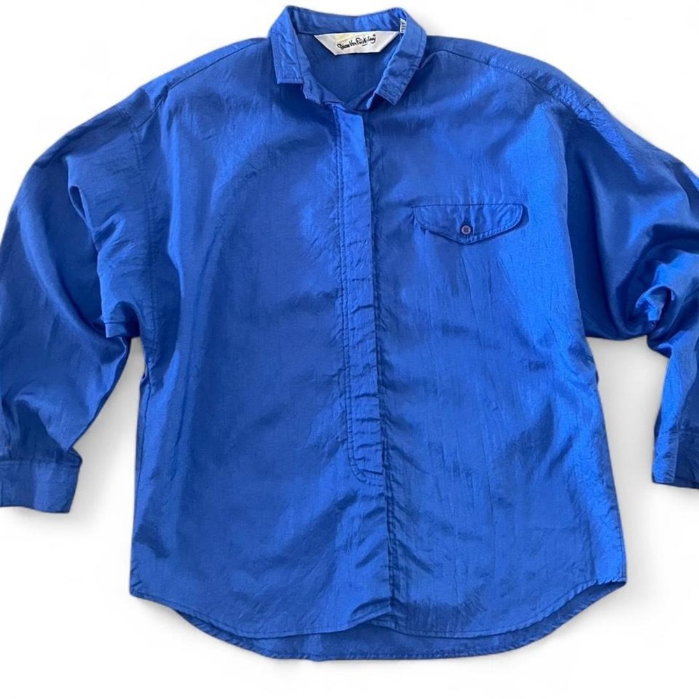 Diane Von Furstenberg blue blouse medium